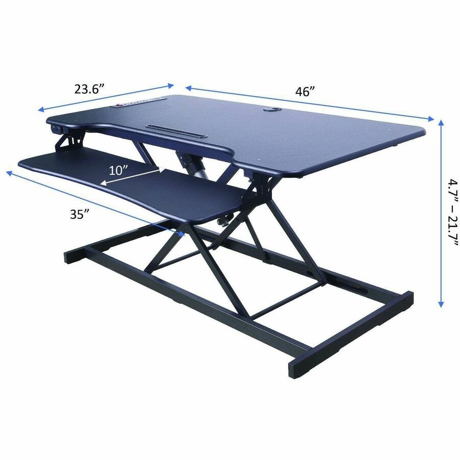 46" Width - Desktop - Black - For Multipurpose - Adjustable Height, Grommet