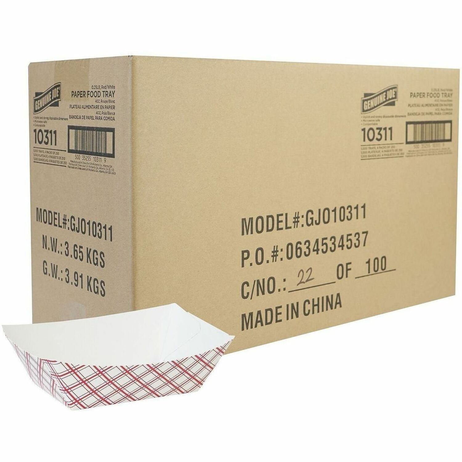 Tray;Food;Paper;0.25Lb;1000