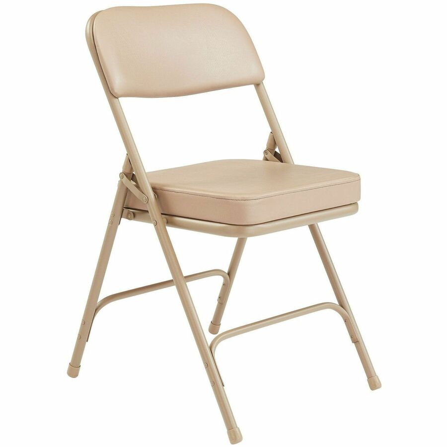 NPS® 3200 Series Premium 2" Vinyl Upholstered Double Hinge Folding Chair, Pack of 2, Surface Color: Beige, Frame Color: Beige