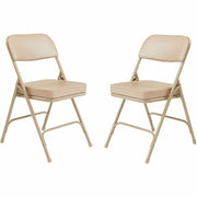 NPS® 3200 Series Premium 2" Vinyl Upholstered Double Hinge Folding Chair, Pack of 2, Surface Color: Beige, Frame Color: Beige