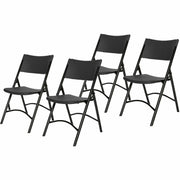 NPS® 600 Series Heavy Duty Plastic Folding Chair, Pack of 4, Surface Color: Black, Frame Color: Black