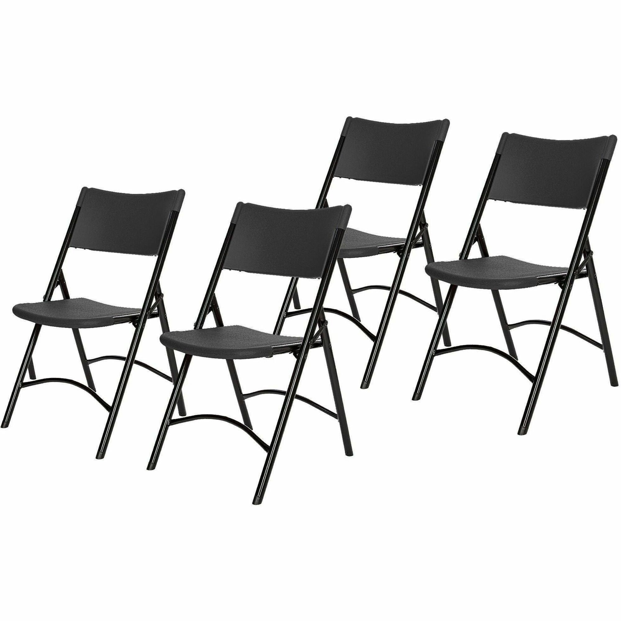 NPS® 600 Series Heavy Duty Plastic Folding Chair, Pack of 4, Surface Color: Black, Frame Color: Black
