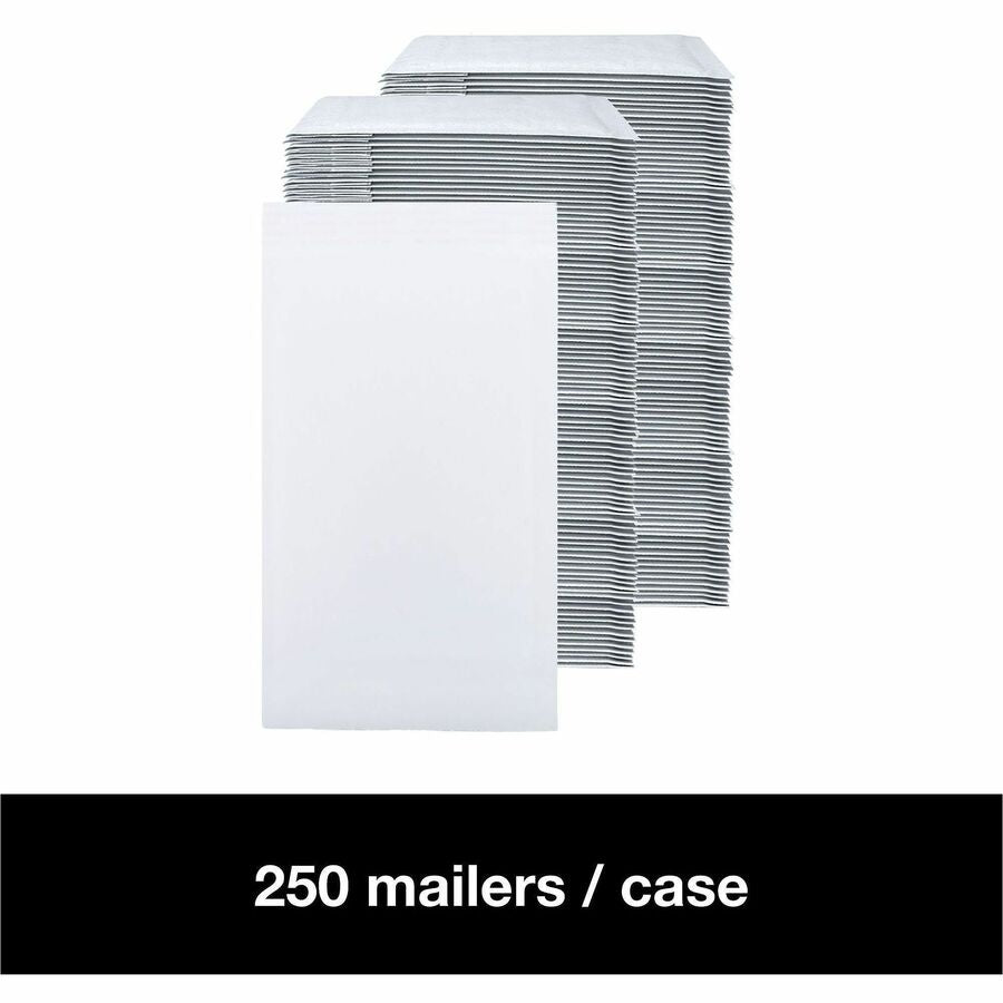 Bubble/Shipping - #00 - 5" Width x 10" Length - Self-sealing - White - Paper - 1 / Carton