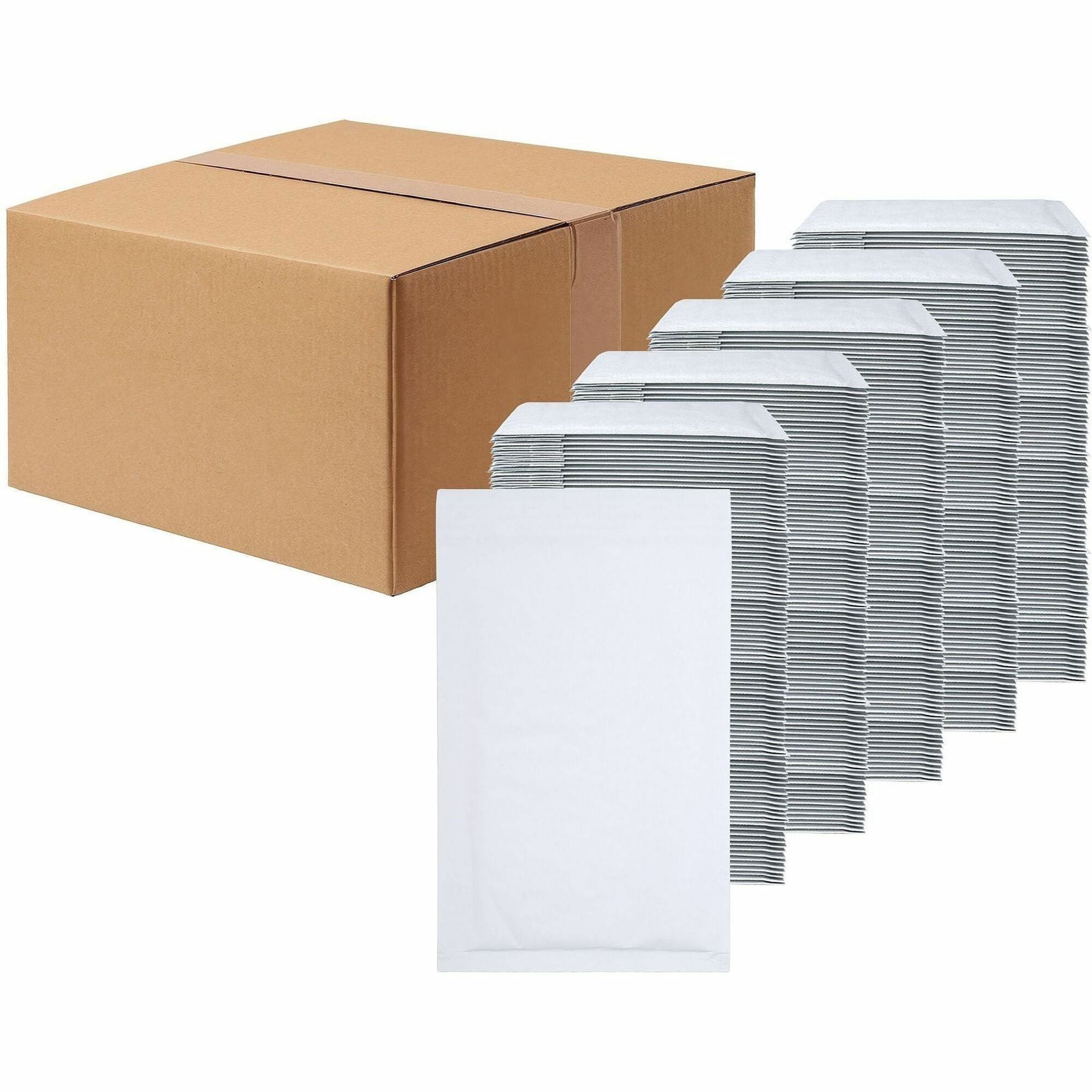 Bubble/Shipping - #000 - 4" Width x 8" Length - Self-sealing - White - Paper - 1 / Carton