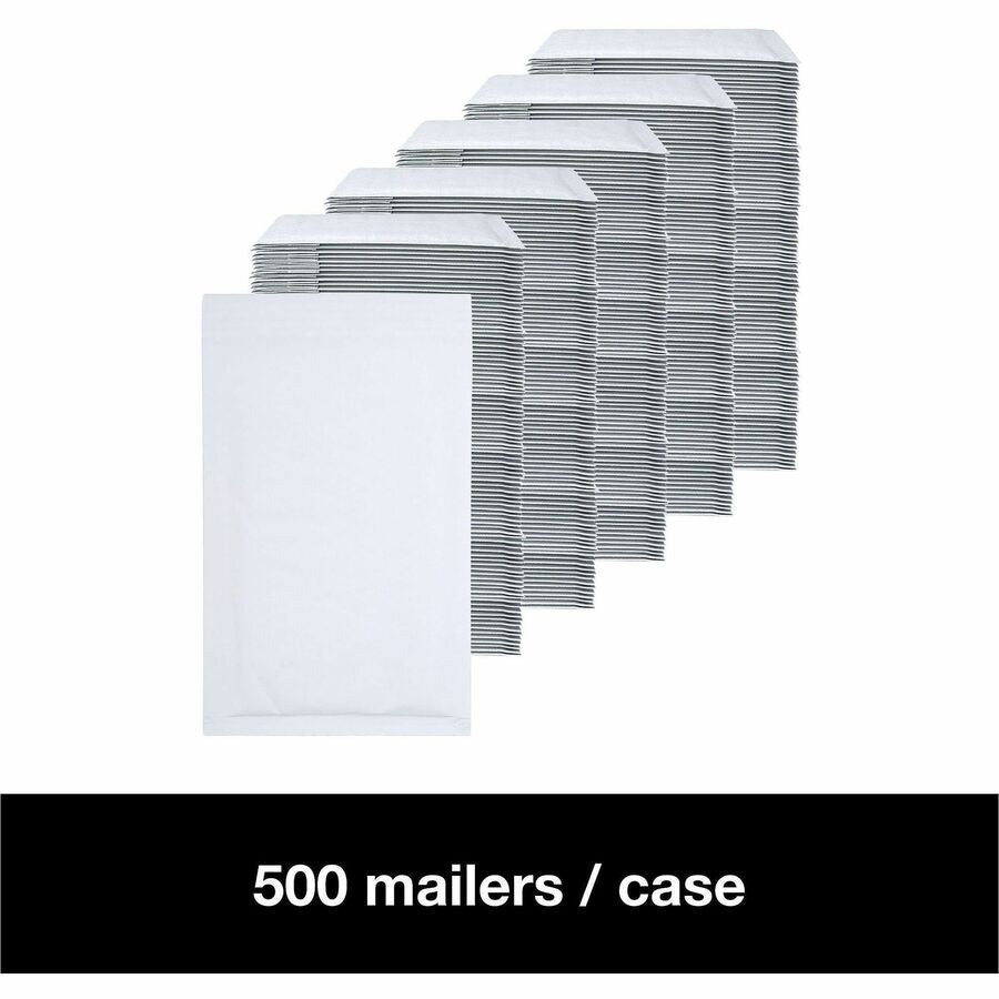 Bubble/Shipping - #000 - 4" Width x 8" Length - Self-sealing - White - Paper - 1 / Carton
