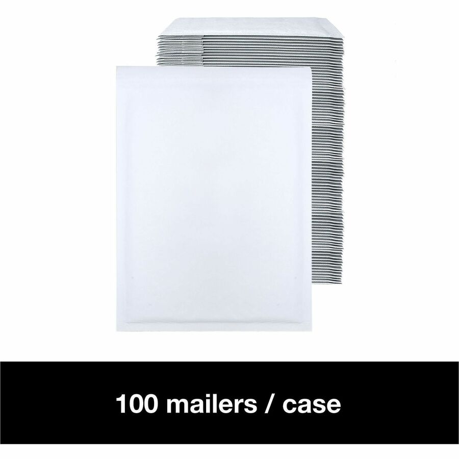 Bubble/Shipping - #2 - 8 1/2" Width x 12" Length - Self-sealing - White - Paper - 1 / Carton