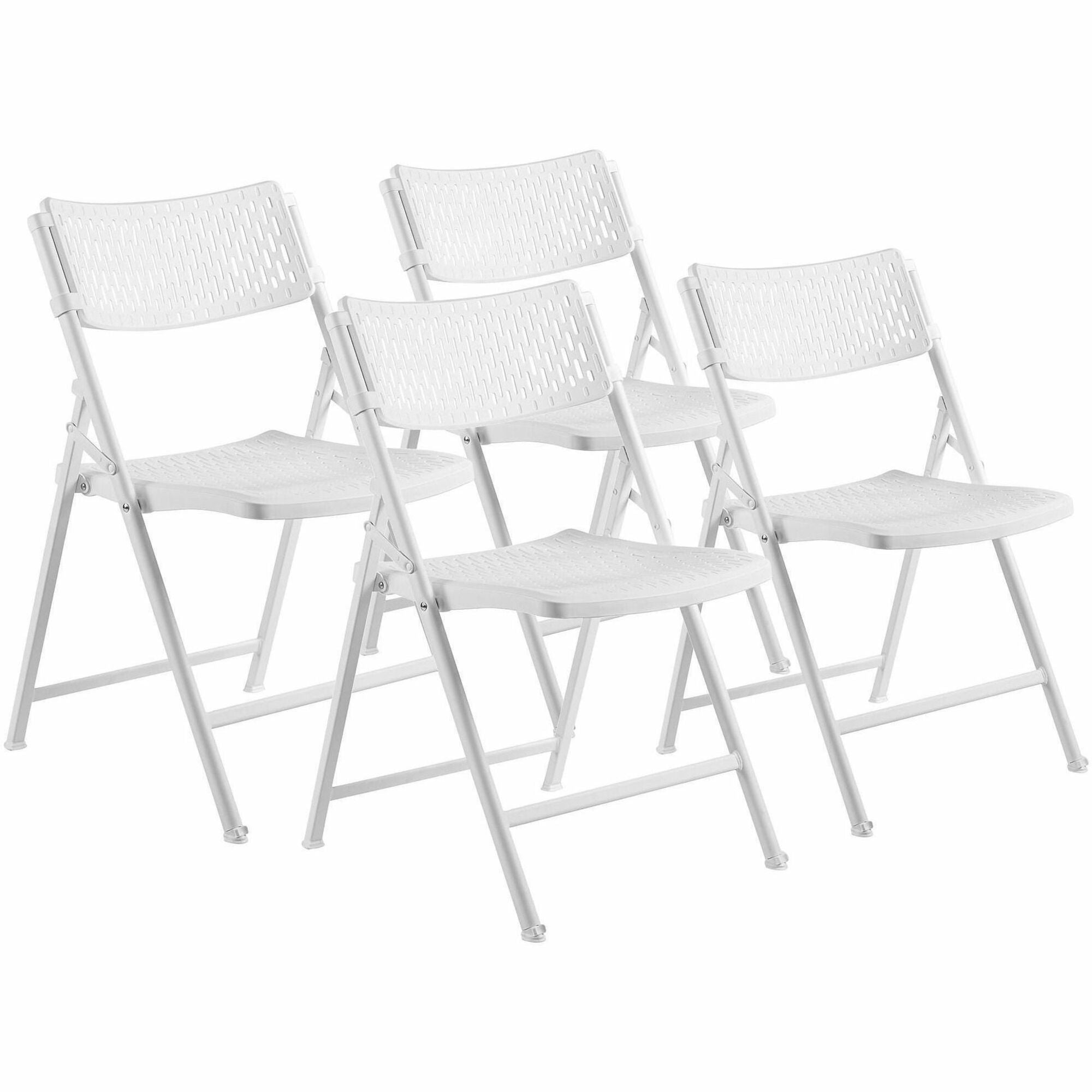 NPS® Airflex Series Premium Polypropylene Folding Chair, Pack of 4, Surface Color: White, Frame Color: White