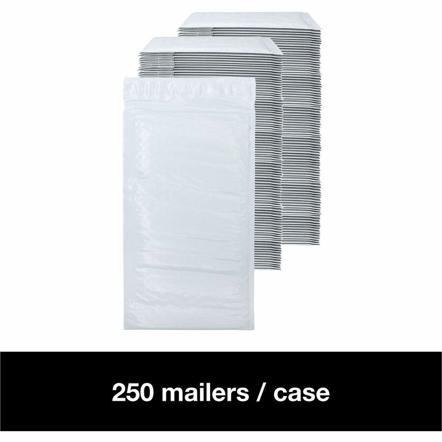 Bubble/Shipping - #00 - 5" Width x 10" Length - Self-sealing - White - Polyethylene - 1 / Carton