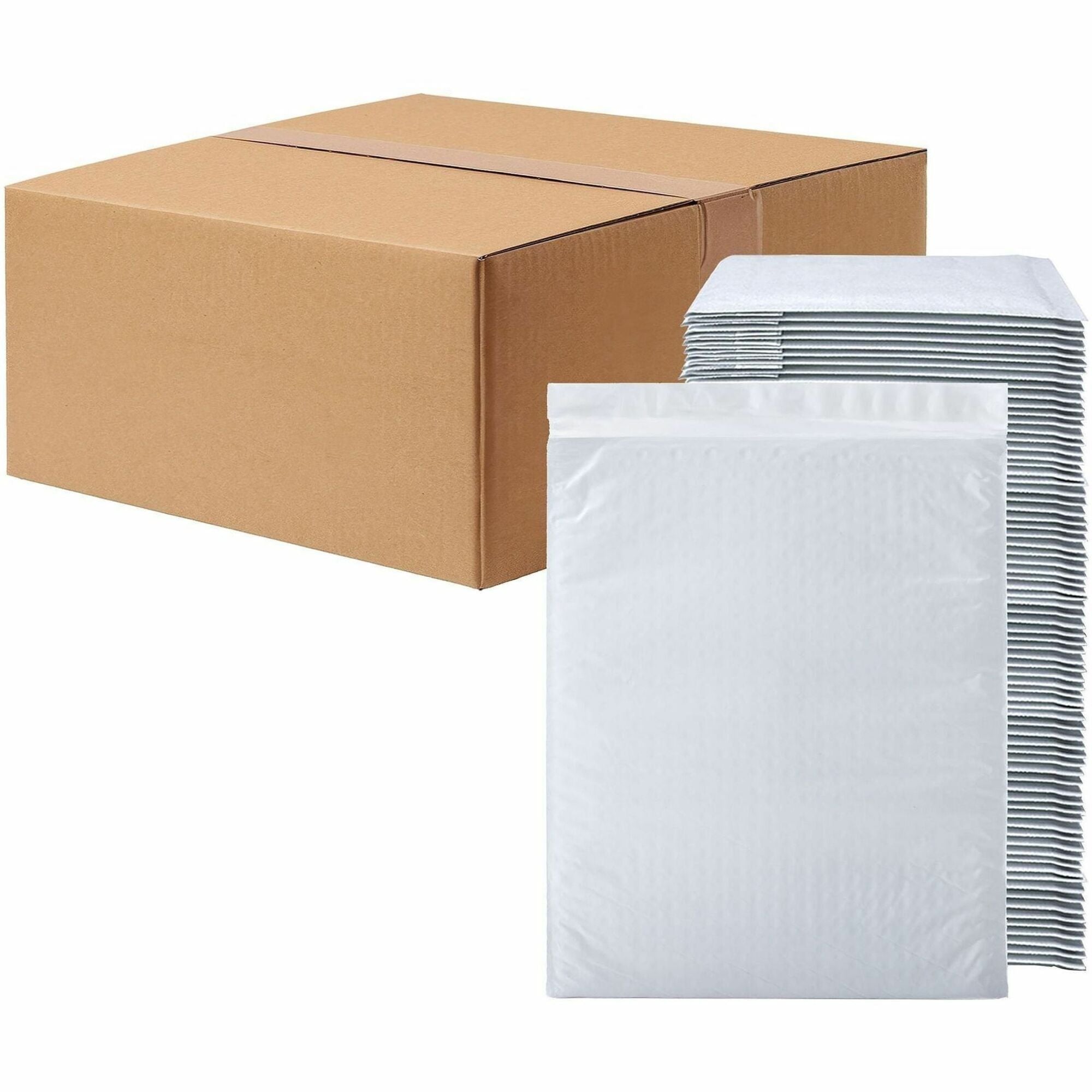 Bubble/Shipping - #2 - 8 1/2" Width x 12" Length - Self-sealing - White - Polyethylene - 1 / Carton