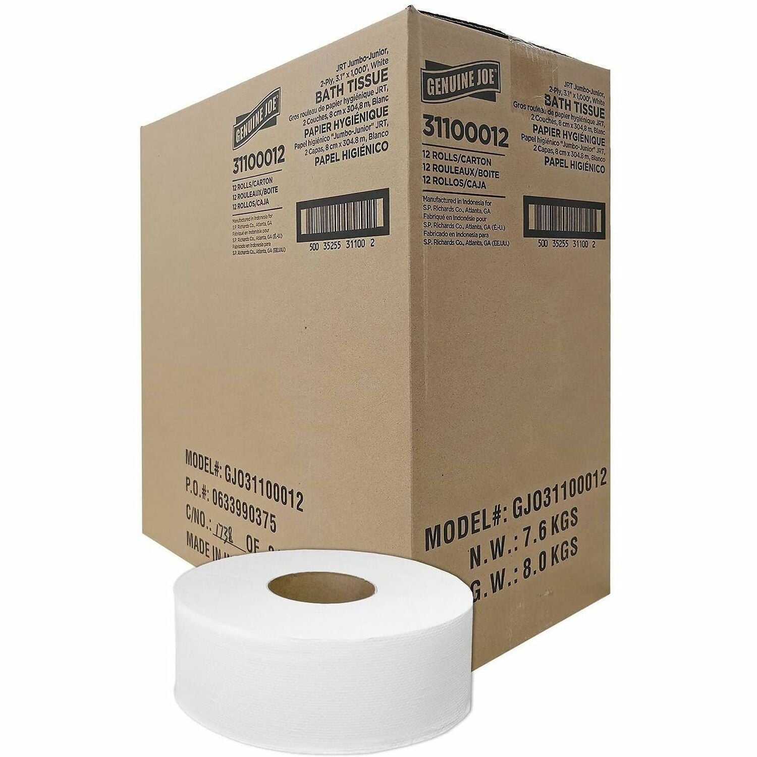Tissue;2Ply;3.1X1000 Ft;Wh