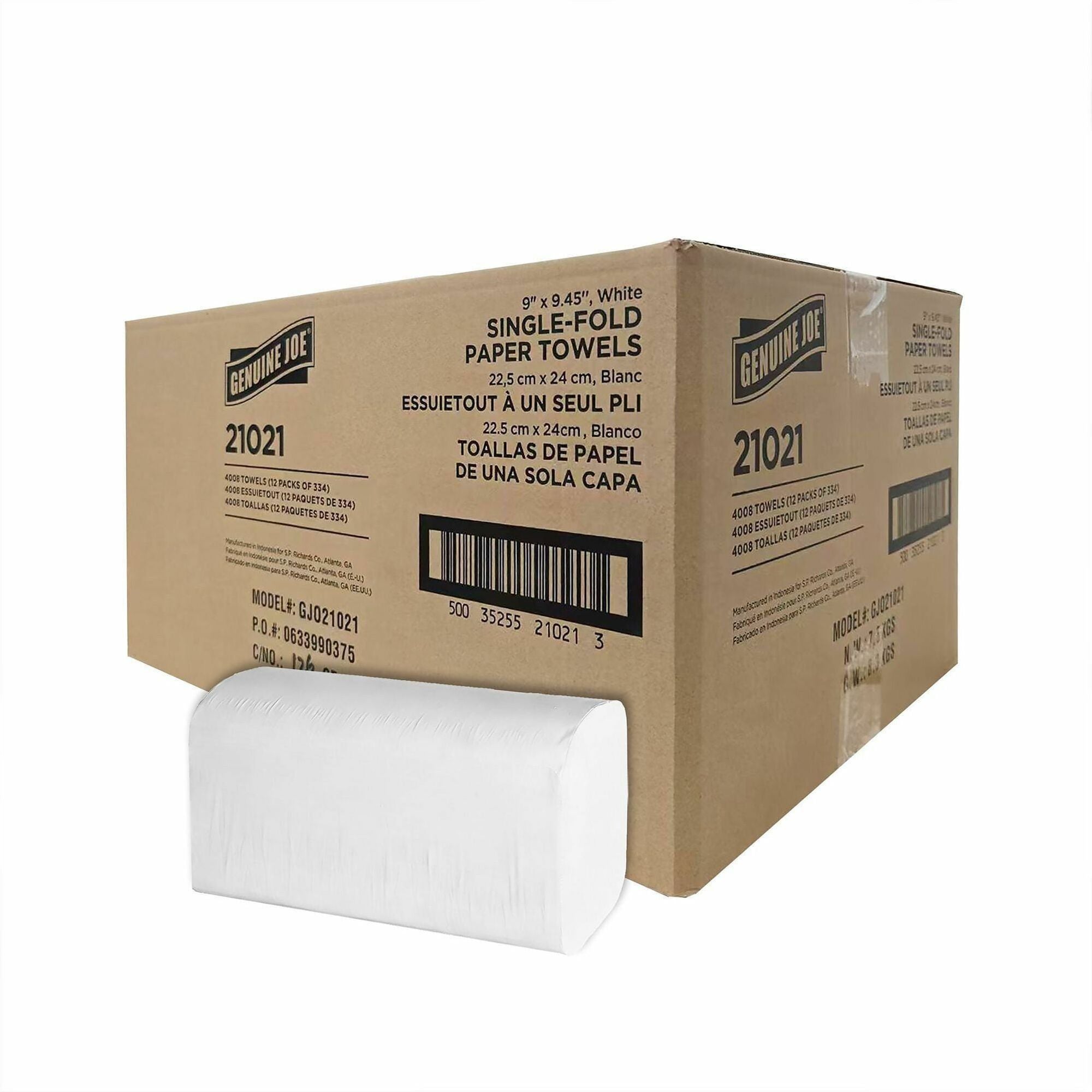 Towel;Sgl Fld9X9.45;12/334;Wh