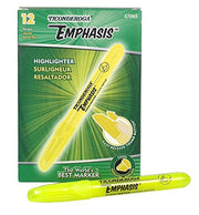 Ticonderoga Emphasis Stick Highlighters, Chisel Tip, Yellow, Dozen (47065)
