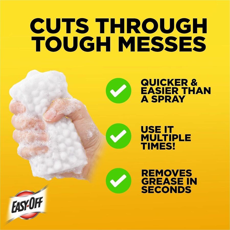 Easy-Off Heavy Duty 2-in-1 Eraser - Foam - Heavy Duty, Abrasive - White - 5 / Pack