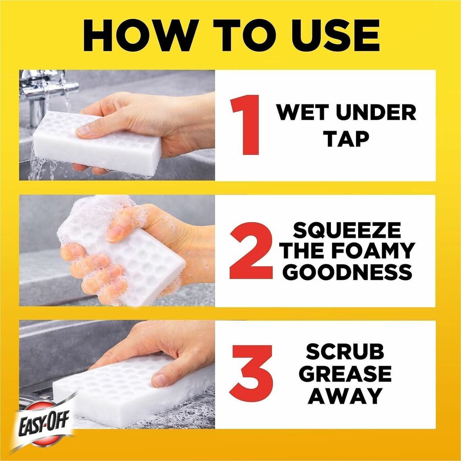 Easy-Off Heavy Duty 2-in-1 Eraser - Foam - Heavy Duty, Abrasive - White - 5 / Pack