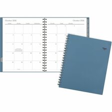 Mead Basic Weekly/Monthly Planner - Weekly, Monthly - 15 Month - October to December - 1 Week, 1 Month Double Page Layout - Letter - 8 1/2" x 11" Sheet Size - Twin Wire - Composure Blue Poly Cover