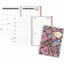 Mead CatCoq Retro Flower Weekly/Monthly Planner - Weekly, Monthly - 15 Month - October 2026 to December 2027 - 5 1/2" x 8 1/2" Sheet Size - Wire Bound - Poly Cover