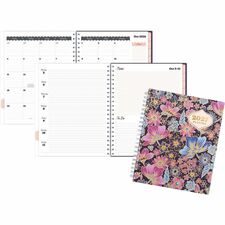 Mead CatCoq Retro Flower Weekly/Monthly Planner - Weekly, Monthly - 15 Month - October 2026 to December 2027 - Letter - 8 1/2" x 11" Sheet Size - Wire Bound - Poly Cover