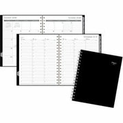 Mead Basic Weekly/Monthly Planner - Weekly, Monthly - 15 Month - October to December - 7:00 AM to 8:00 PM - 1 Week, 1 Month Double Page Layout - 7" x 9" Sheet Size - Twin Wire - Black Poly Cover