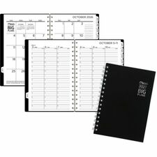 Mead BIG PLANS Weekly/Monthly Planner - Julian Dates - Weekly, Monthly - 15 Month - October 2026 to December 2027 - 7:00 AM to 8:00 PM - Hourly - Monday - Friday - 5 1/2" x 8 1/2" Sheet Size - Twin Wire - Black Poly Cover