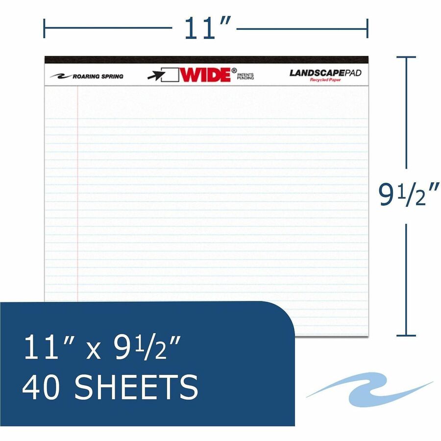Roaring Spring Wide Landscape White Writing Pads