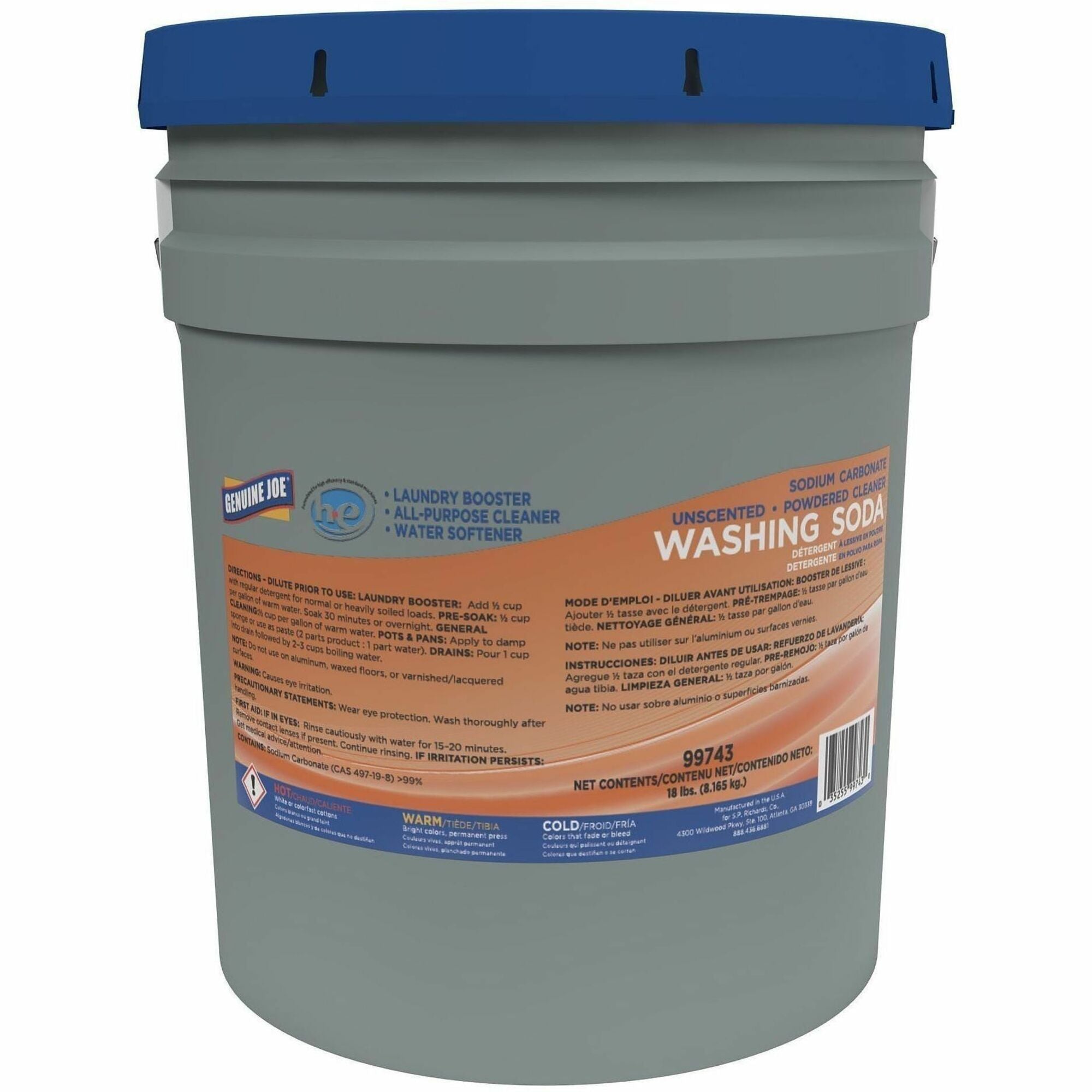Genuine Joe Sodium Carbonate - For Multipurpose - 288 oz (18 lb) - Recommended For: Stain Remover, Clog Remover - Versatile, Unscented - White