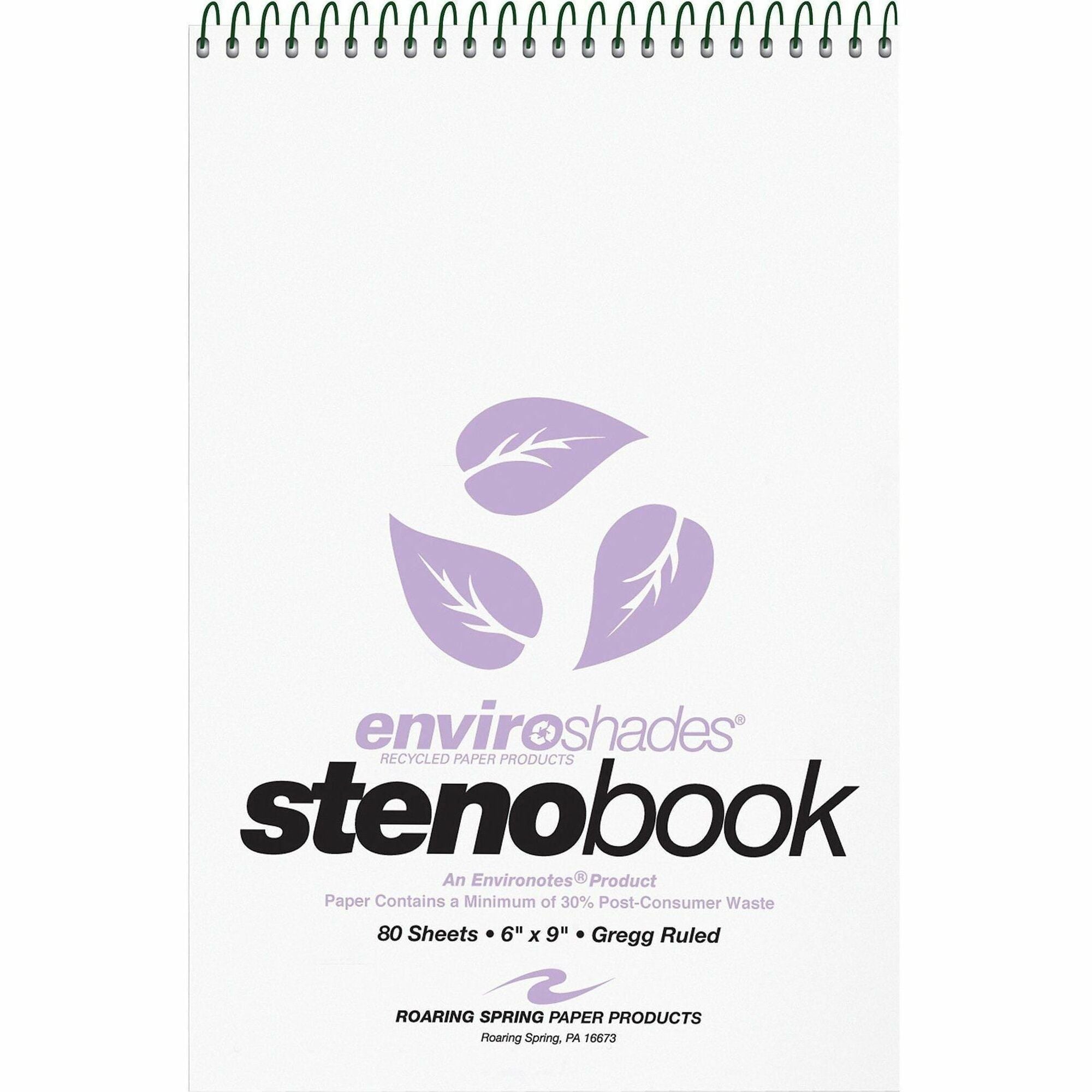 Roaring Spring Enviroshades Gregg-Ruled Steno Book