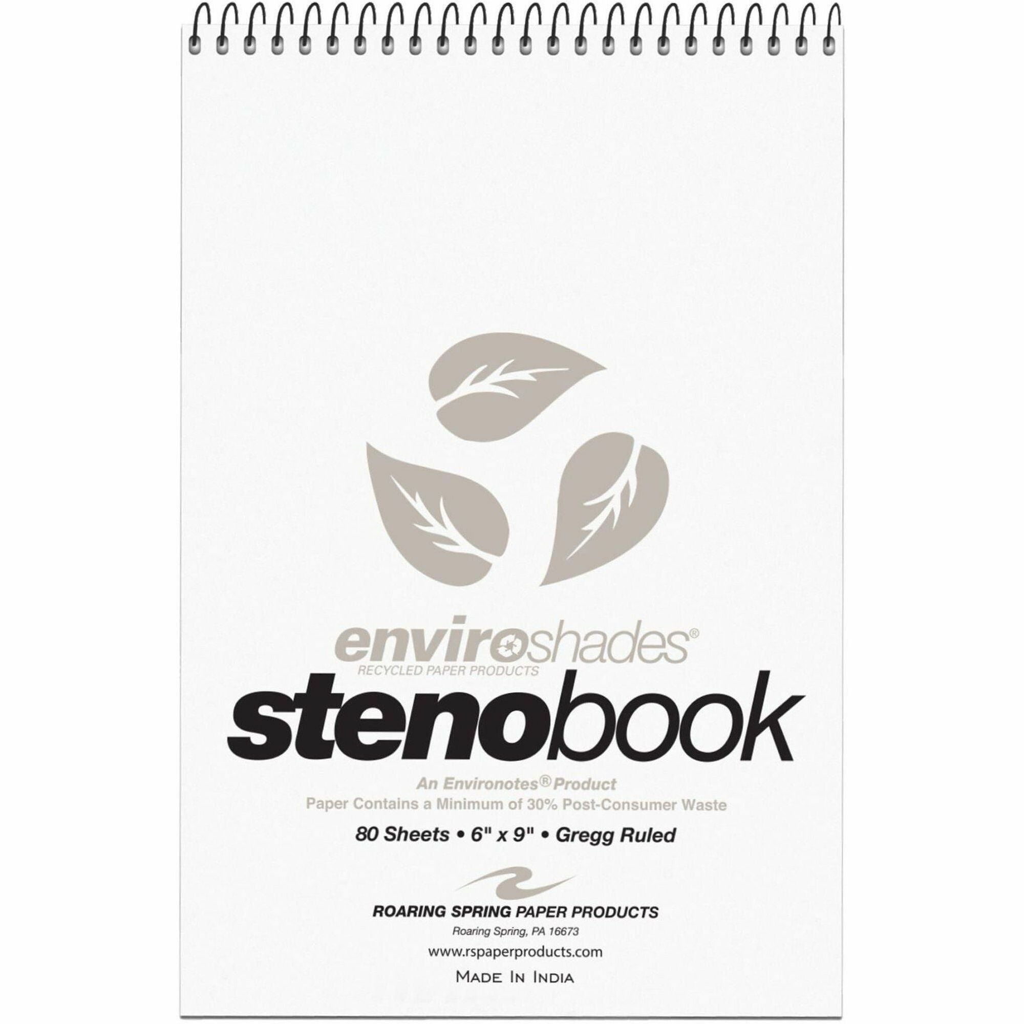 Roaring Spring Enviroshades Gregg-Ruled Steno Book