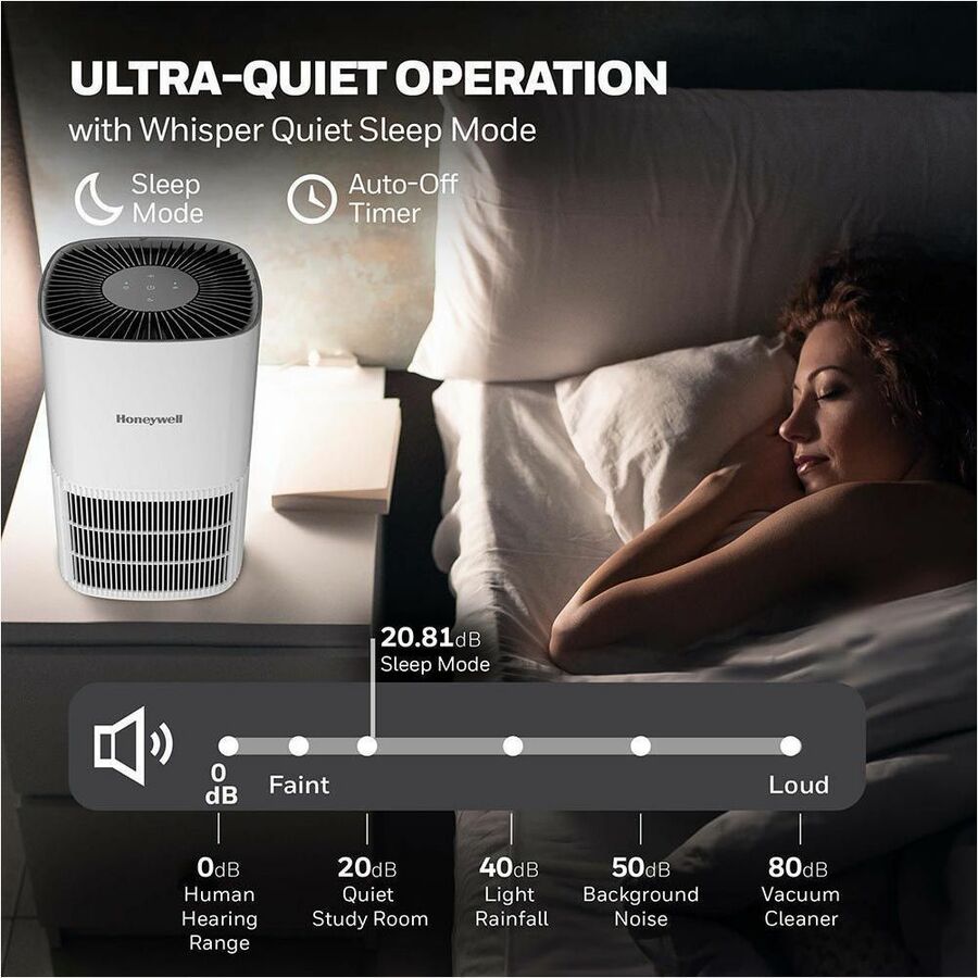 Honeywell True HEPA Tabletop Air Purifier - True HEPA - 530 Sq. ft. - White