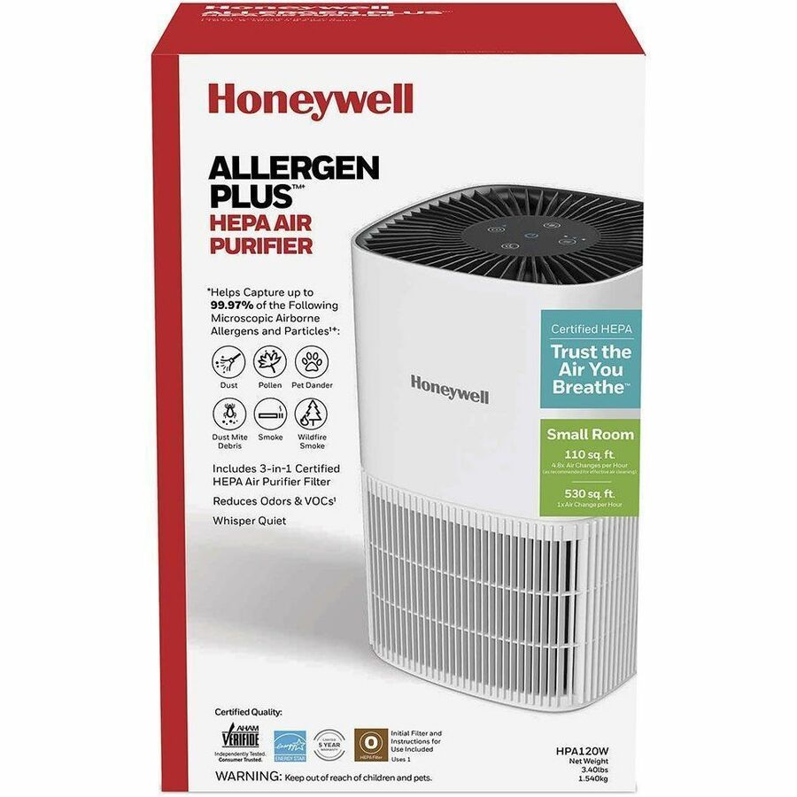 Honeywell True HEPA Tabletop Air Purifier - True HEPA - 530 Sq. ft. - White