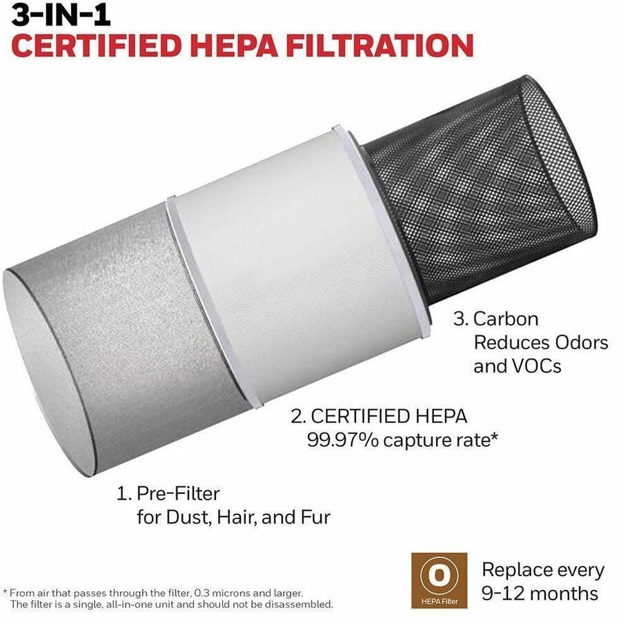 Honeywell True HEPA Tabletop Air Purifier - True HEPA - 530 Sq. ft. - White