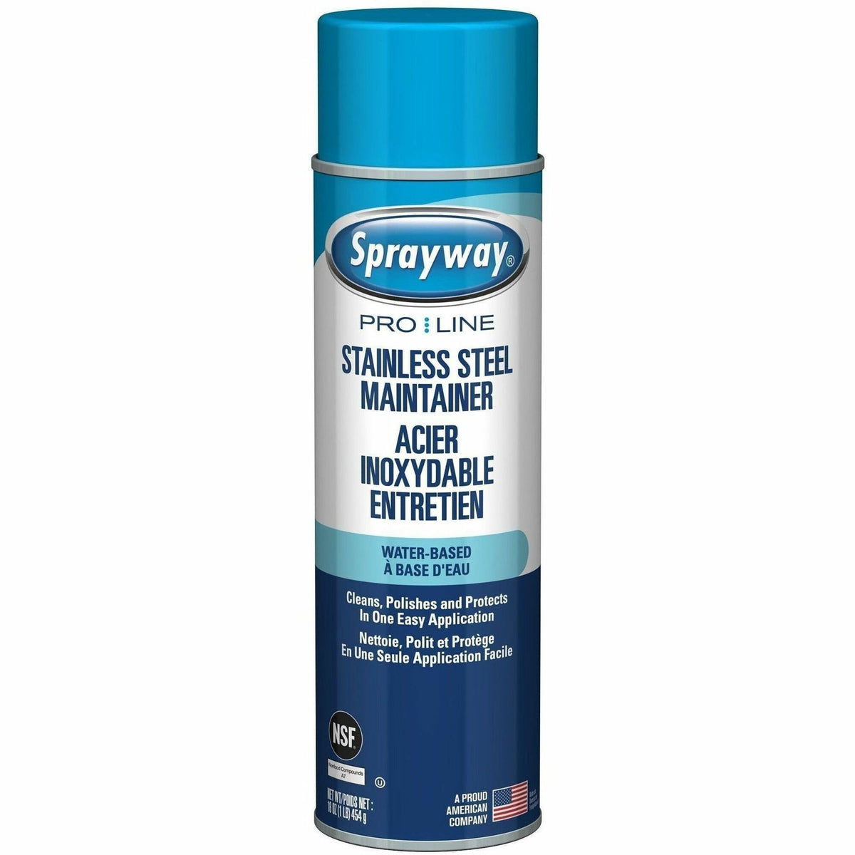 Sprayway Pro Line Water-Based Stainless Steel Maintainer, 16 oz, Foam, For Stainless Steel and Chrome, Removes Fingerprints, Grease and Spots, Non-Streaking