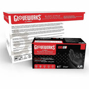 Gloveworks Powder-Free Industrial RDT Nitrile Gloves, 6 mil, 18.26" Length, XXL, Black, Diamond Textured, Liquid, Dirt and Grime Resistant, Latex-Free, Ambidextrous - 100 Gloves/Box