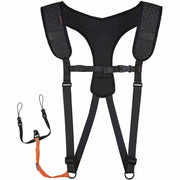 Ergodyne Squids 3142 Padded Shoulder Barcode Scanner Harness & Lanyard - Adjustable - Extra Large (XL) - Hook & Loop Fastener Attachment - Black - 1 / Each