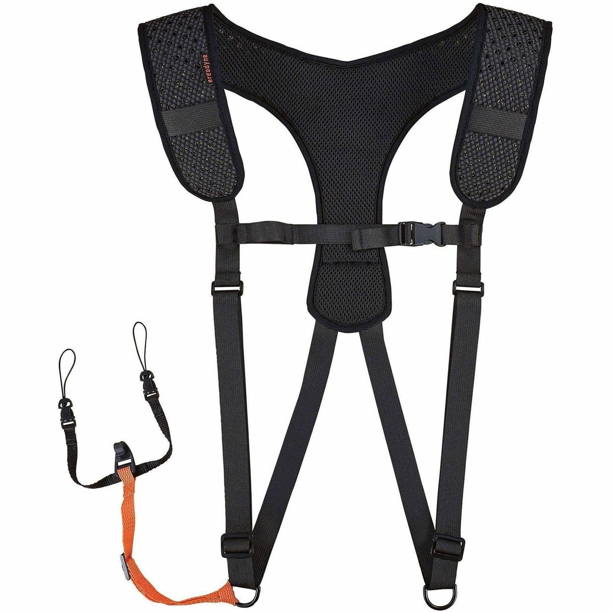 Ergodyne Squids 3142 Padded Shoulder Barcode Scanner Harness & Lanyard - Adjustable - Extra Large (XL) - Hook & Loop Fastener Attachment - Black - 1 / Each