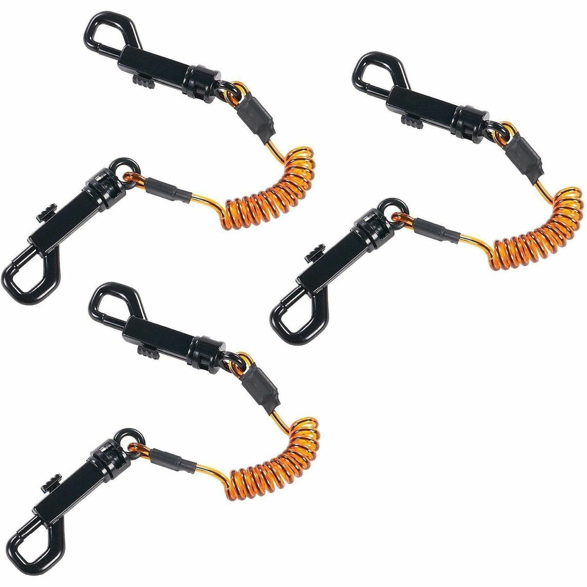 Ergodyne Squids 3152 Coil Lanyard - 2 lb Load Capacity - Small (S) - Hook Attachment - Black, Orange - 1 Pack