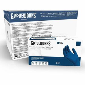 Gloveworks Blue HD Powder-Free Latex Exam Gloves, 13 mil, 11.61" Length, X-Large, Heavy-Duty, Textured Grip, Slip-Resistant, Ambidextrous - 10 Boxes/Case - 10/Carton