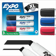 Expo Dry Erase Markers - Extra Wide Chisel Marker Point - Erasable - Black, Blue, Red Ink - Dry - Multipurpose - 3 / Pack