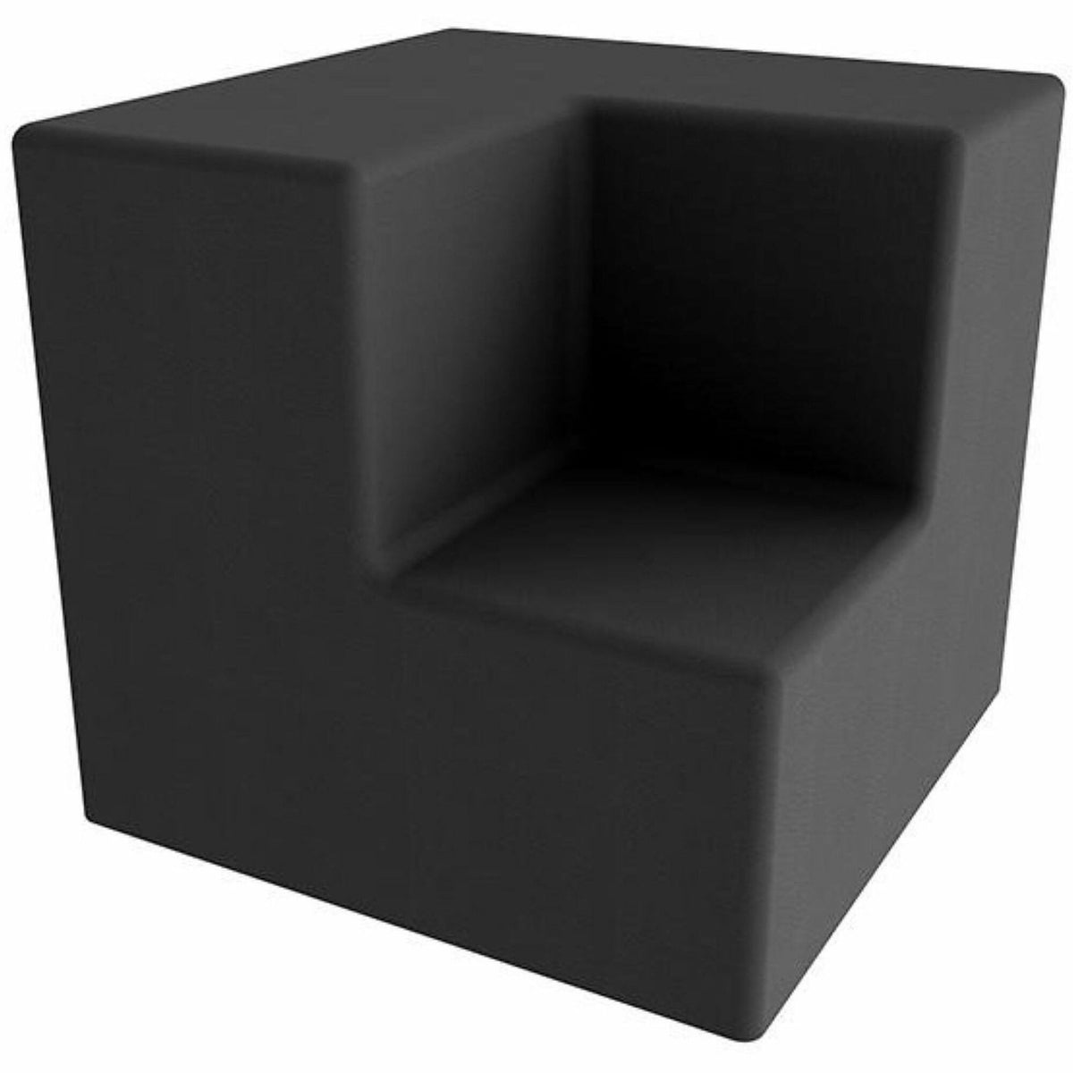 Learniture Shapes Series II 2-Tier Corner Soft Seating - Foam, Vinyl Seat Material - Engineered Wood Frame Material - Black Smooth Grain - Rubber