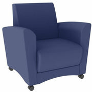 Learniture Shapes Series II Common Area Chair - Foam, Vinyl, Polyurethane Seat Material - Wood Frame Material - Navy Smooth Grain - Armrest