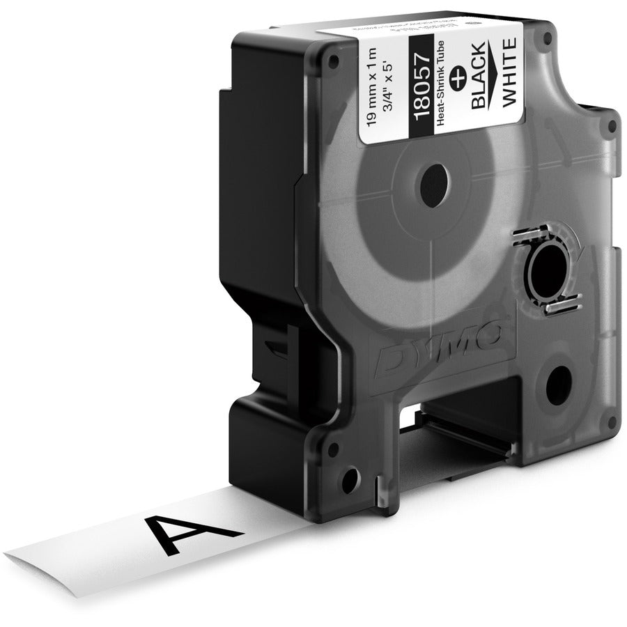 Dymo Rhino Heat Shrink Tube Labels - 3/4" Width - Direct Thermal - White, Black - Vinyl - 1 Each