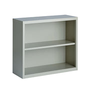 OfficeSource Steel Bookcase HIRSCH 2 Shelf Metal Bookcase, 30" High - Light Gray
