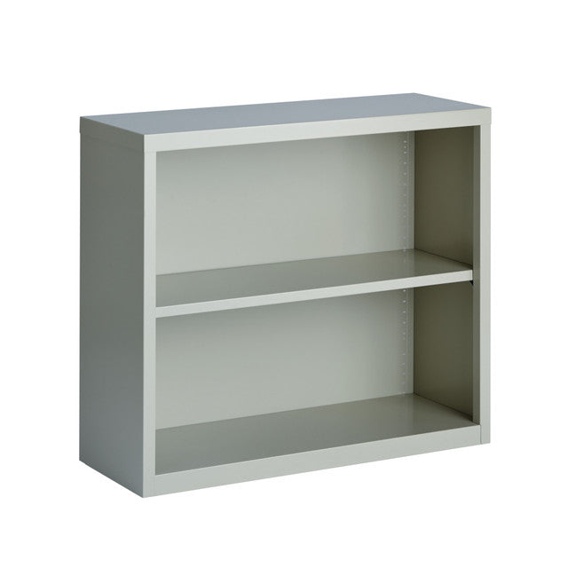 OfficeSource Steel Bookcase HIRSCH 2 Shelf Metal Bookcase, 30" High - Light Gray