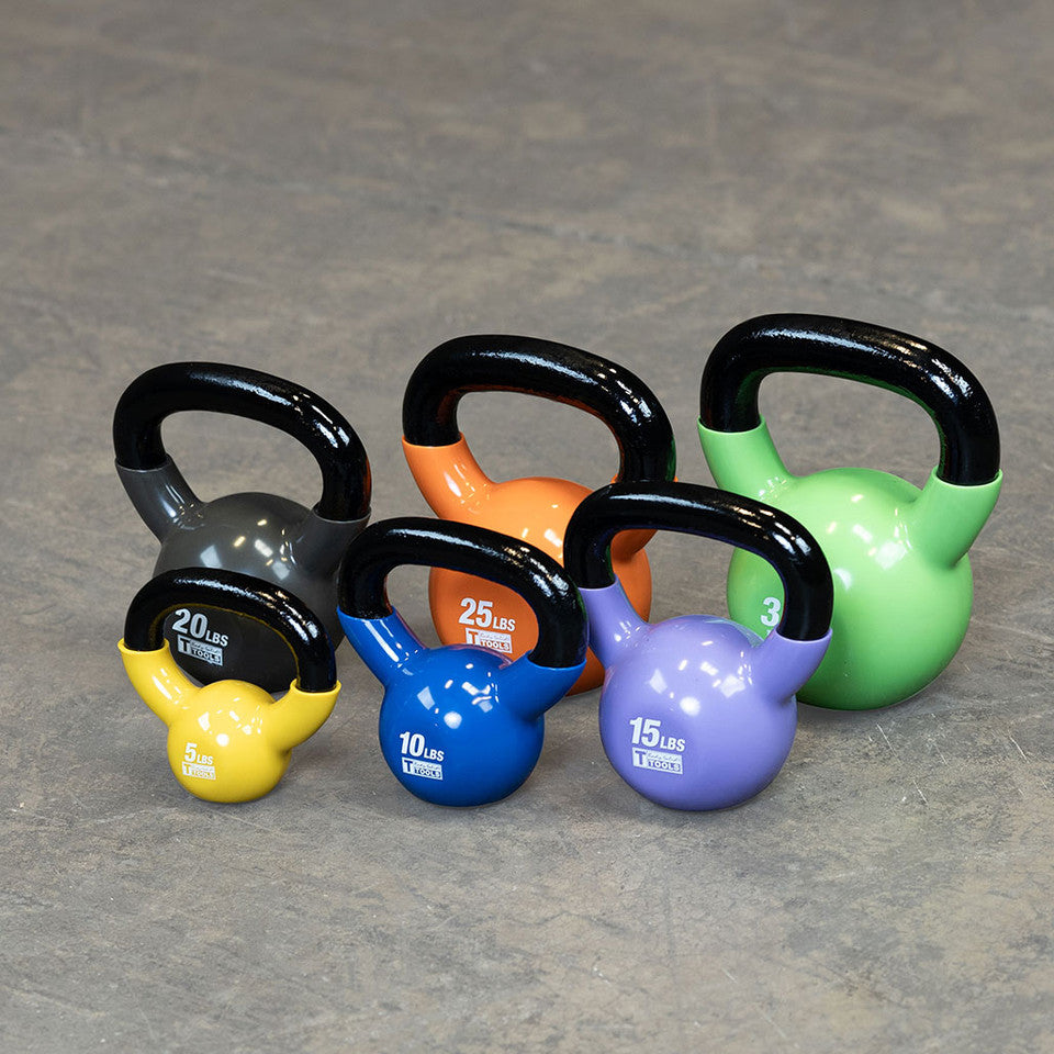 Vinyl Coated Kettle Bells Set One Each 5,10,15,20,25,30
