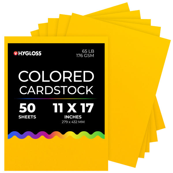 Hygloss Colored Cardstock - 11"x17", 50 sheets, Yellow
