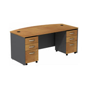 Bush Business Furniture Series C 72W Bowfront Shell Desk with (2) 3-Drawer Mobile Pedestals - 71.1" Width x 36.06" Depth x 29.8" Height