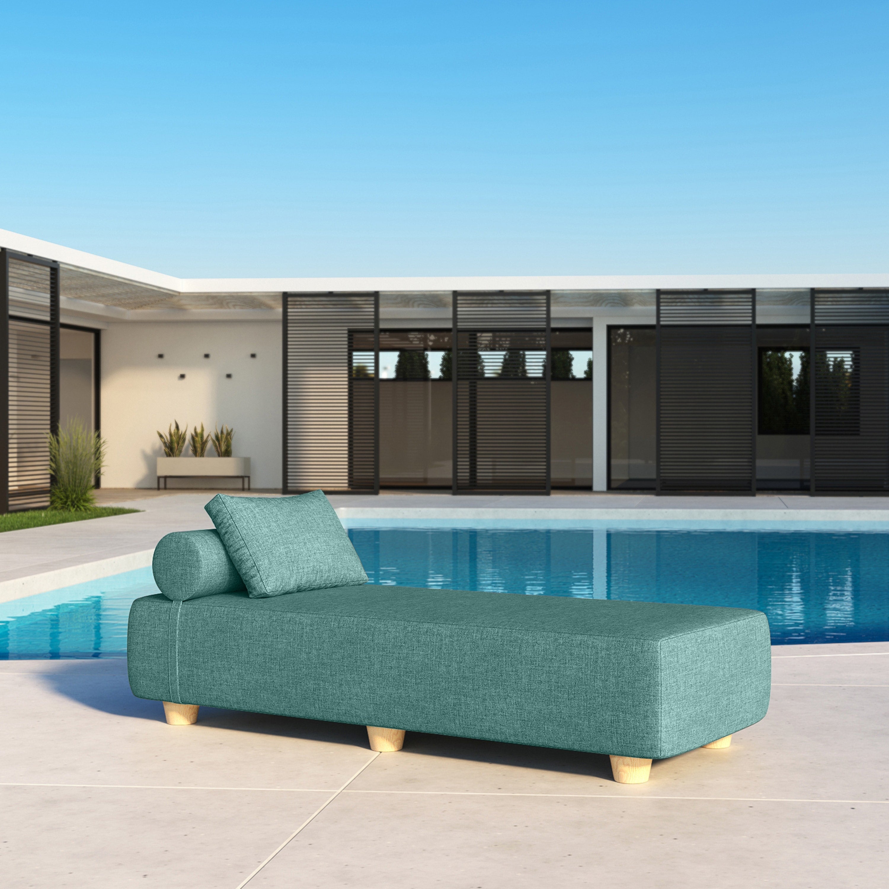 Jaxx Alvy Outdoor Sun Lounger – Luxurious Sunbed with Hevea Wood Feet, Sunbrella Breeze