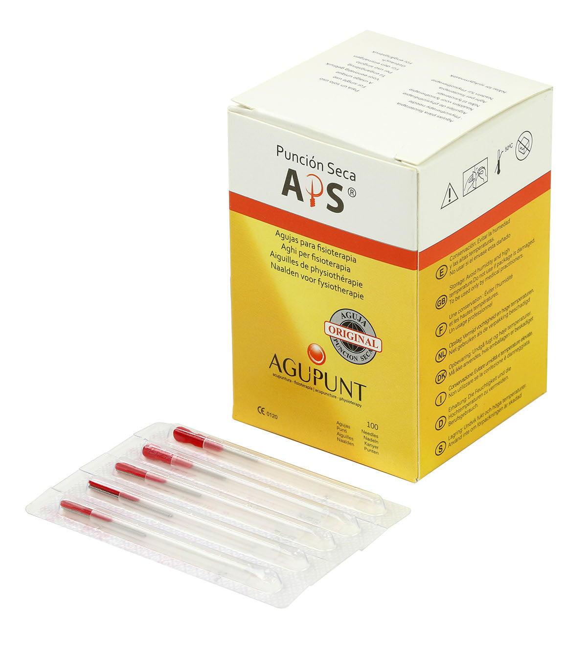 APS, Dry Needle, 0.25 x 25 mm, Red tip, Box of 100