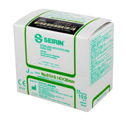 SEIRIN J-Type Acupuncture Needles, Size 0/01 (0.14mm) x 30mm, Box of 100 Needles
