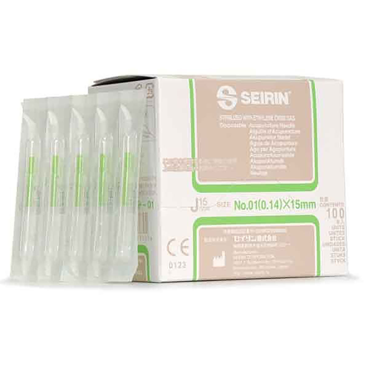 SEIRIN J-15 Acupuncture Needles, 0.12 x 15 mm, Box of 100 Needles