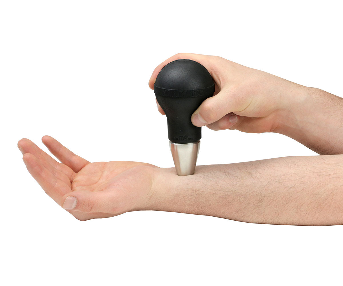Roller Ice ball-style ice massager with extended bullet